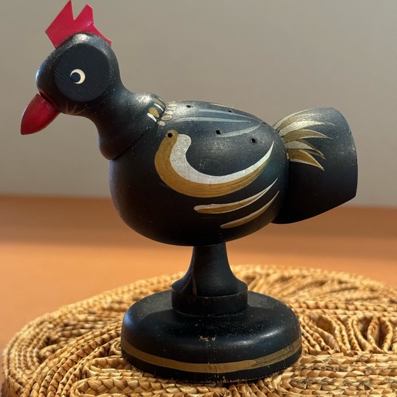 Vintage MCM Wood Chicken Toothpick Holder Woodpecker Woodware Japan - Picture 2 of 6